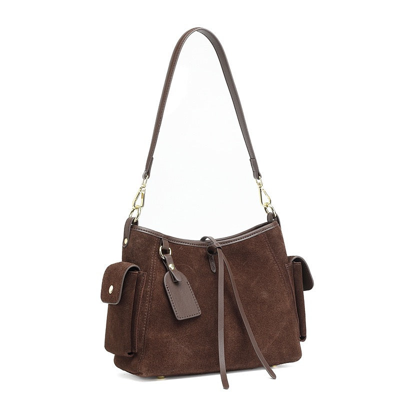 Retro Matte Cowhide Utility Shoulder Bag - Timeless Elegance in Leather