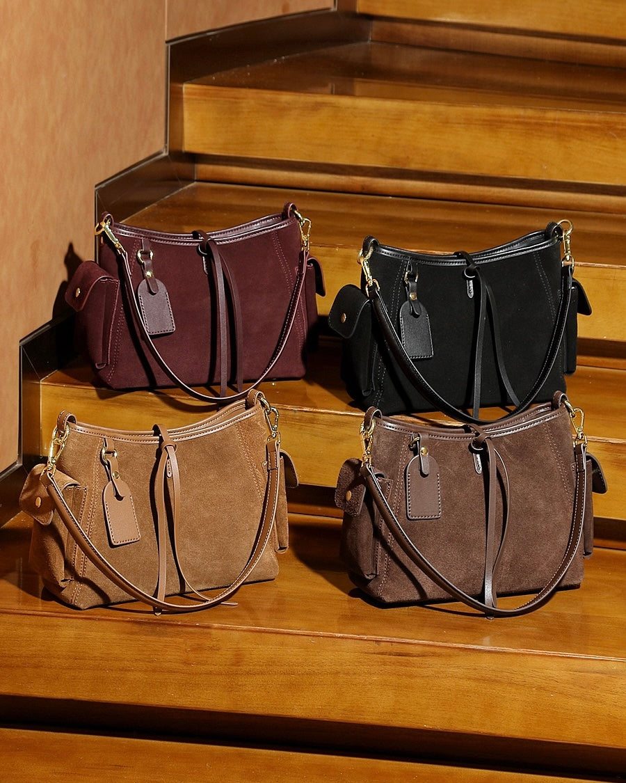 Retro Matte Cowhide Utility Shoulder Bag - Timeless Elegance in Leather