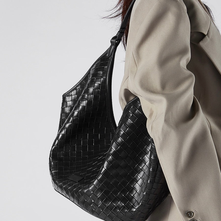 Woven Genuine Leather Commuter Bag for Women