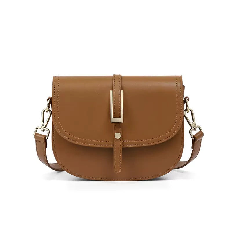 Elegant Genuine Leather Saddle Crossbody Bag