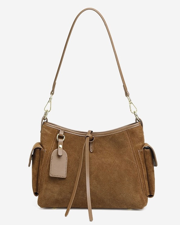 Retro Matte Cowhide Utility Shoulder Bag - Timeless Elegance in Leather