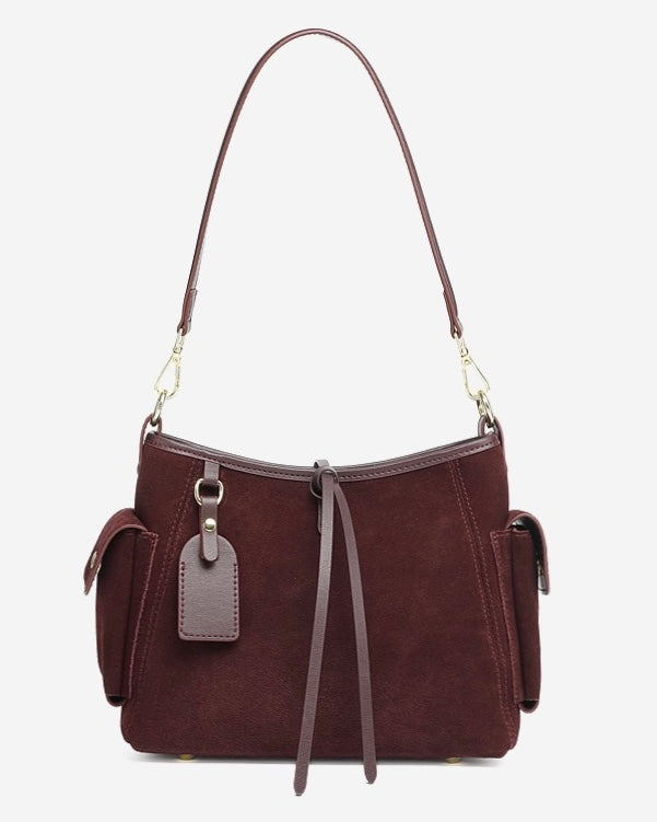 Retro Matte Cowhide Utility Shoulder Bag - Timeless Elegance in Leather