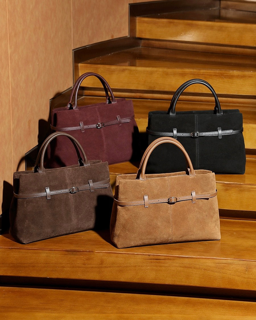 Elegant Retro Suede Genuine Leather Tote Bag