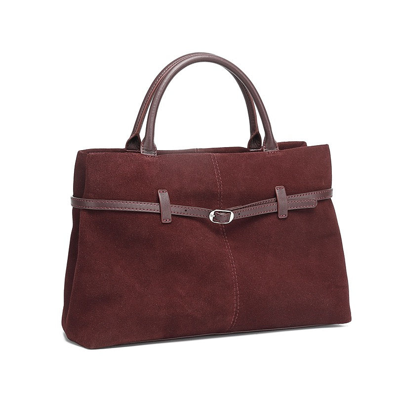Elegant Retro Suede Genuine Leather Tote Bag