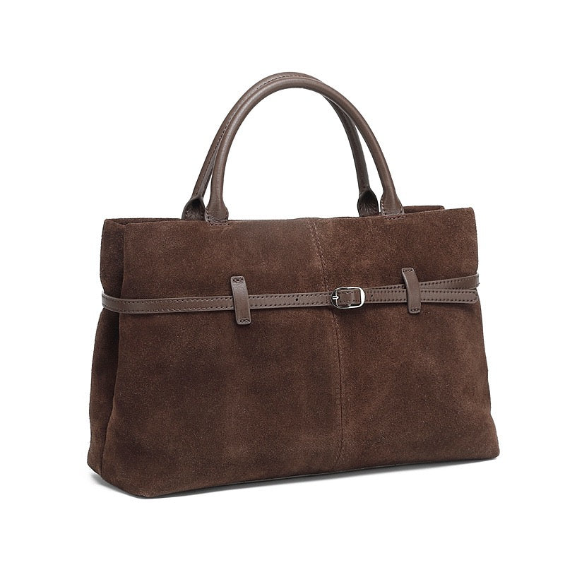 Elegant Retro Suede Genuine Leather Tote Bag