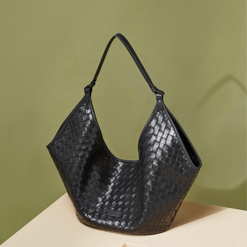 Woven Genuine Leather Commuter Bag for Women