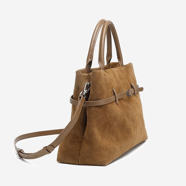 Elegant Retro Suede Genuine Leather Tote Bag