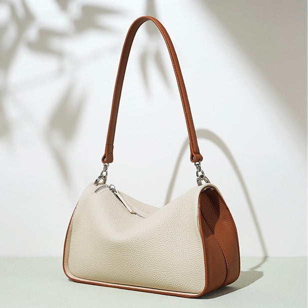 Luxurious Genuine Leather Crossbody Bag with Elegant Patchwork