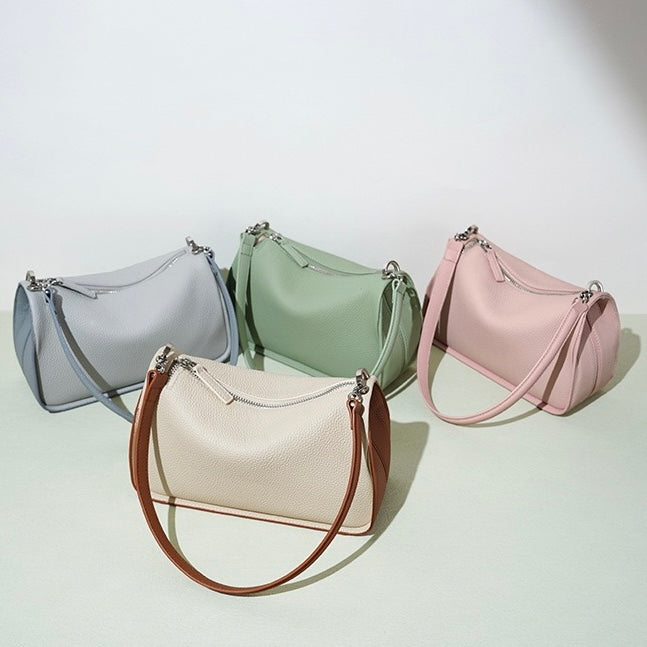 Luxurious Genuine Leather Crossbody Bag with Elegant Patchwork