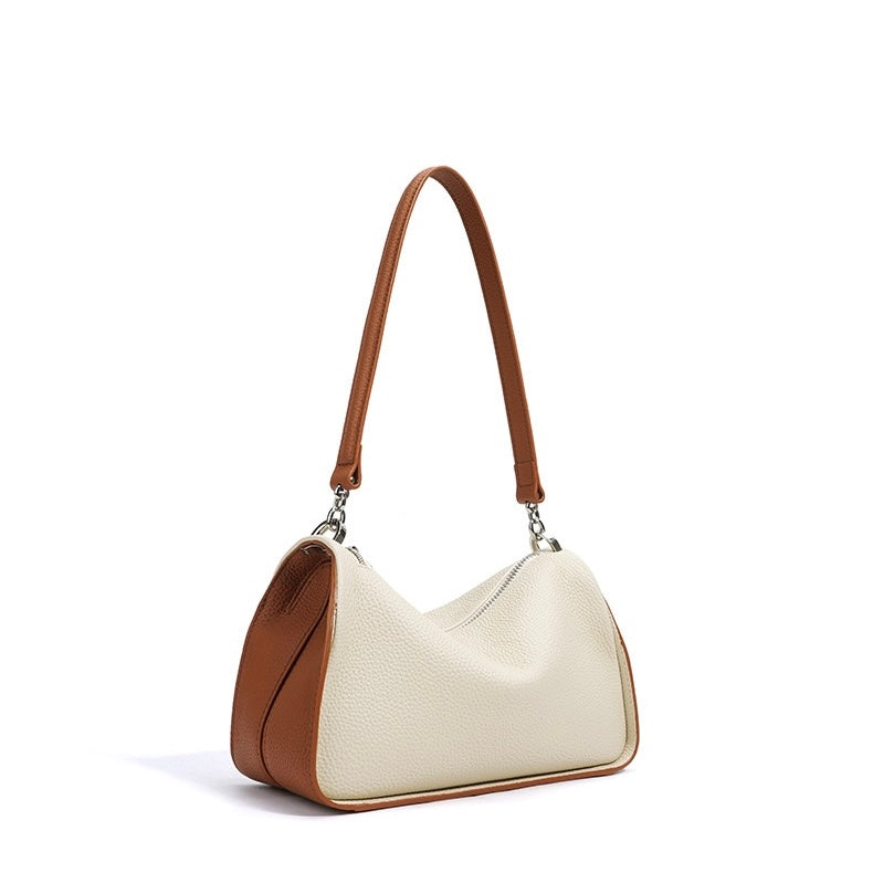 Luxurious Genuine Leather Crossbody Bag with Elegant Patchwork