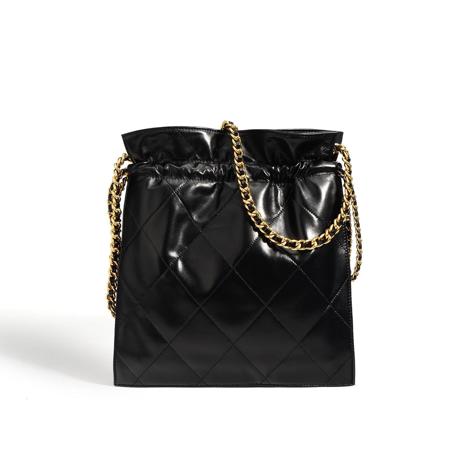 Genuine Leather Quilted Chain Bucket Bag — Effortless Elegance for Every Occasion