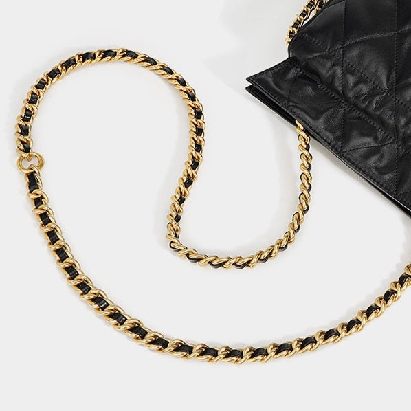 Genuine Leather Quilted Chain Bucket Bag — Effortless Elegance for Every Occasion