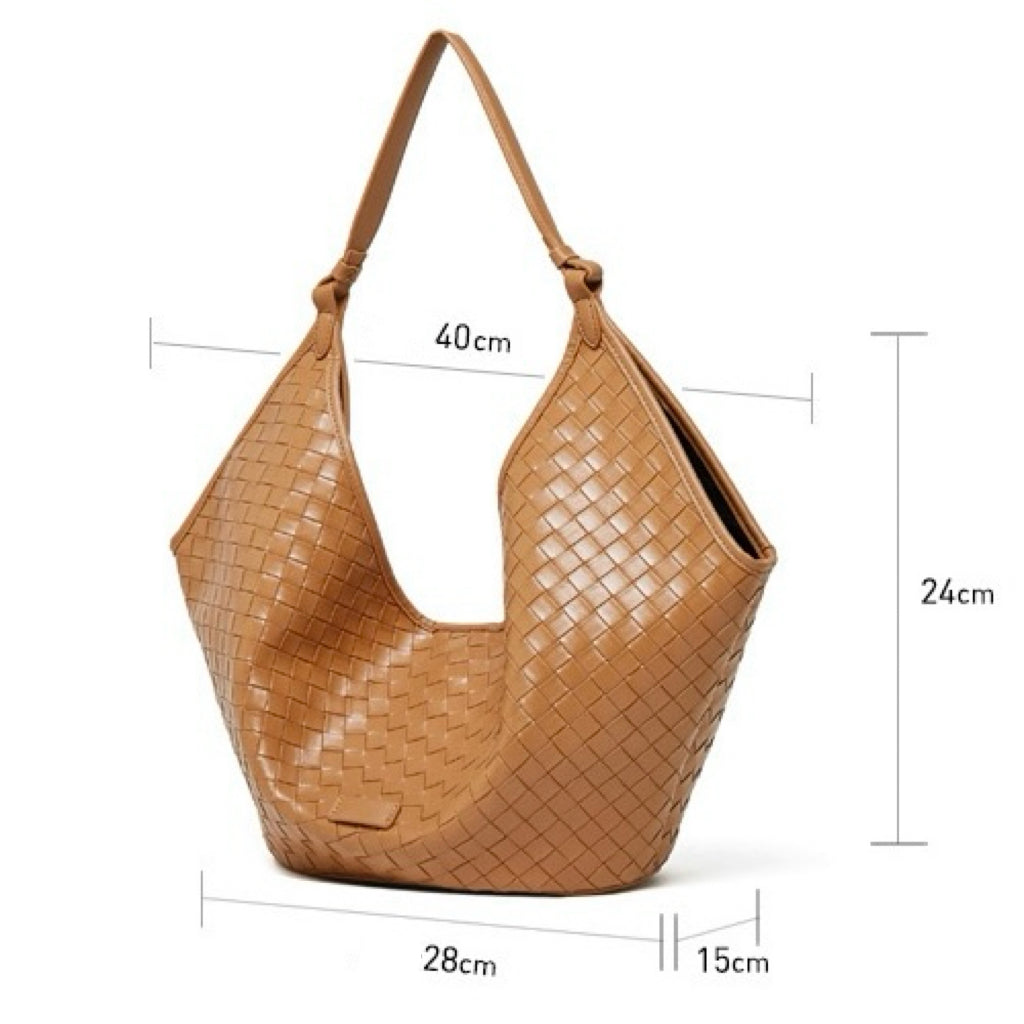 Woven Genuine Leather Commuter Bag for Women