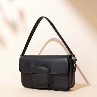 Genuine Leather Minimalist Square Shoulder Bag – Timeless Elegance