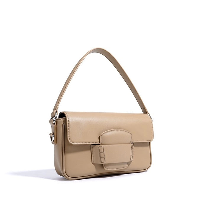 Genuine Leather Minimalist Square Shoulder Bag – Timeless Elegance