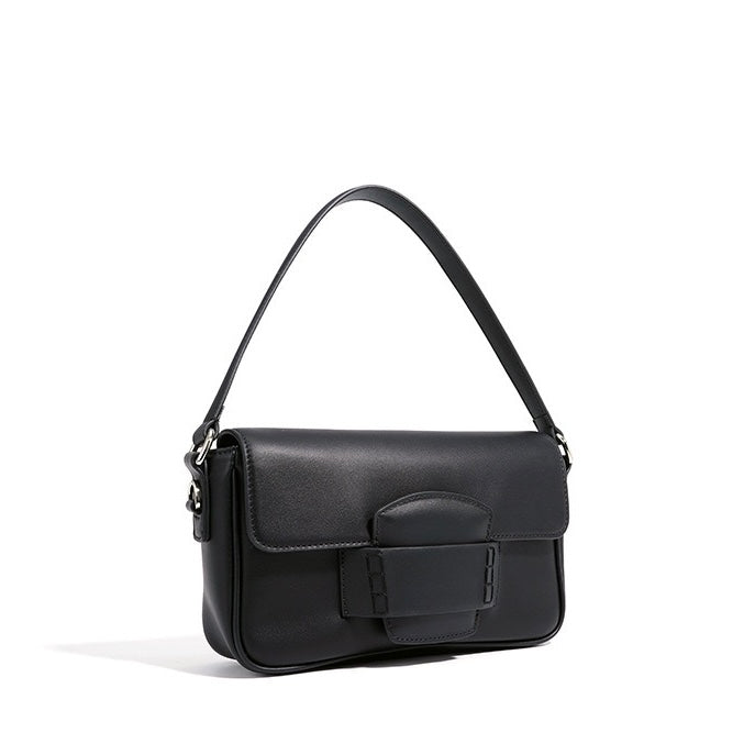 Genuine Leather Minimalist Square Shoulder Bag – Timeless Elegance