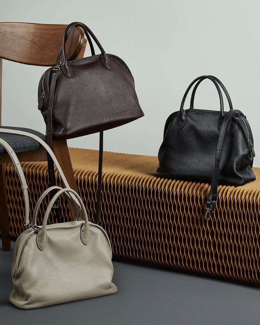 Grained Leather Dome Satchel: A Fusion of Elegance and Functionality