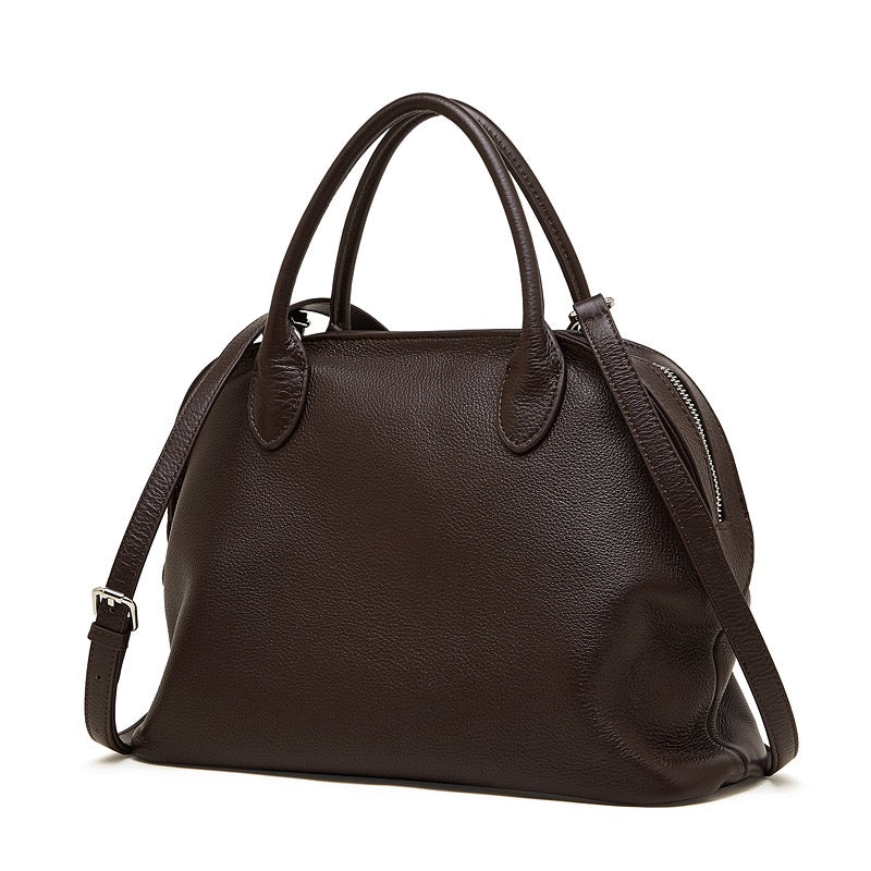 Grained Leather Dome Satchel: A Fusion of Elegance and Functionality