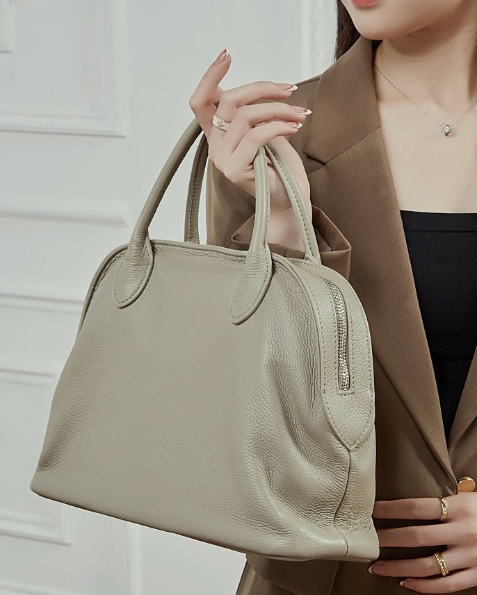 Grained Leather Dome Satchel: A Fusion of Elegance and Functionality