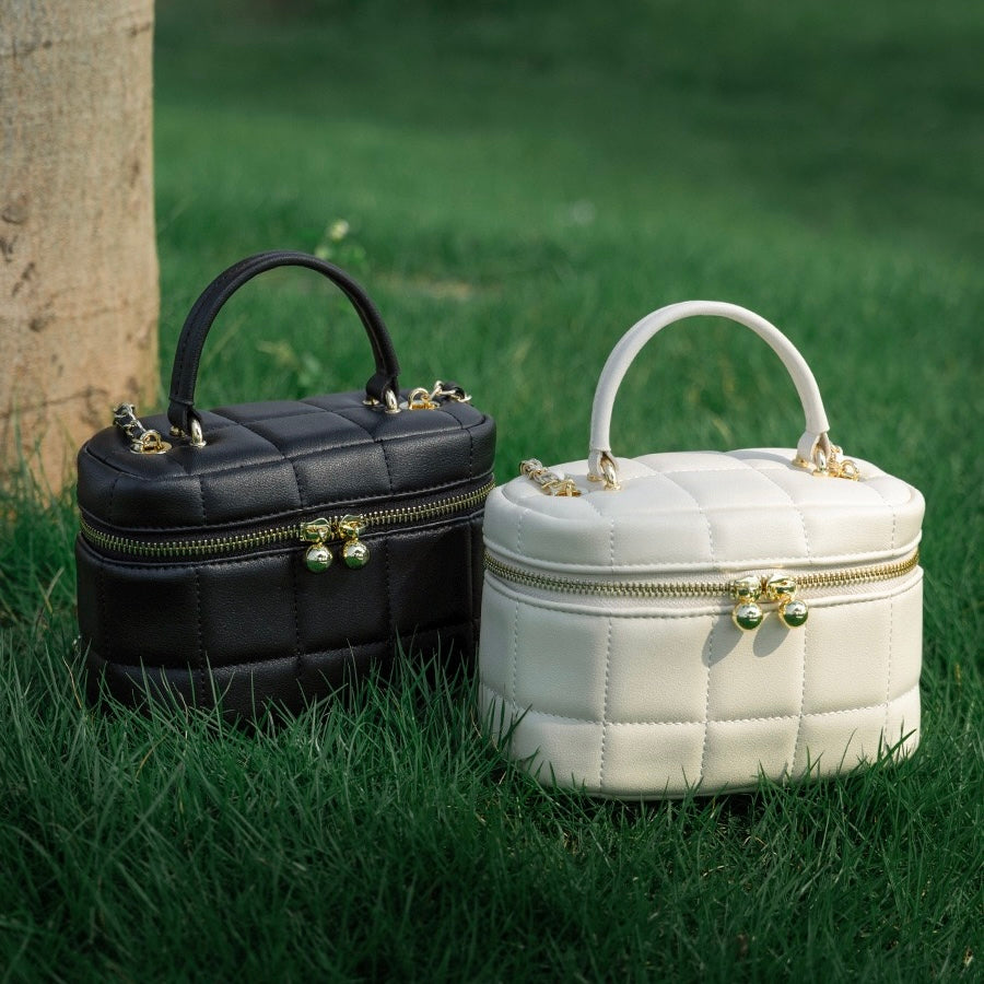 Elegant Genuine Leather Textured Chain Shoulder Bag