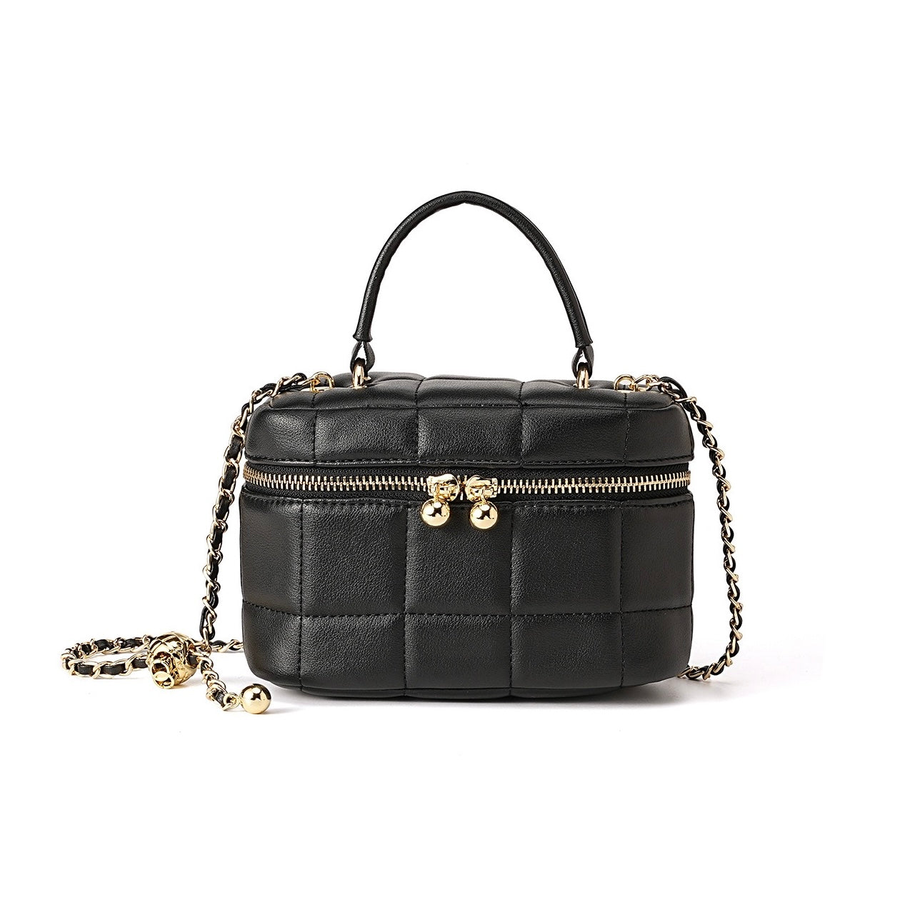 Elegant Genuine Leather Textured Chain Shoulder Bag