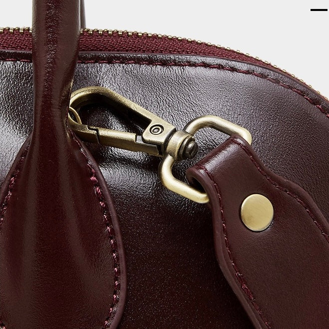 Genuine Leather Dome Satchel with Signature Tassel - Timeless Elegance