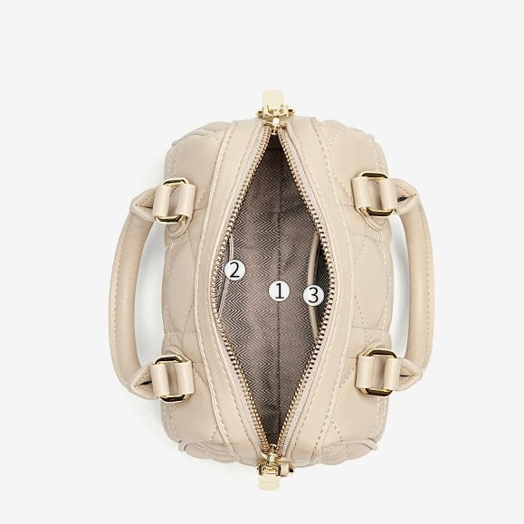 Quilted Genuine Leather Boston Clutch Bag for Elevating Elegance