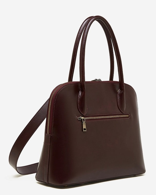 Genuine Leather Dome Satchel with Signature Tassel - Timeless Elegance