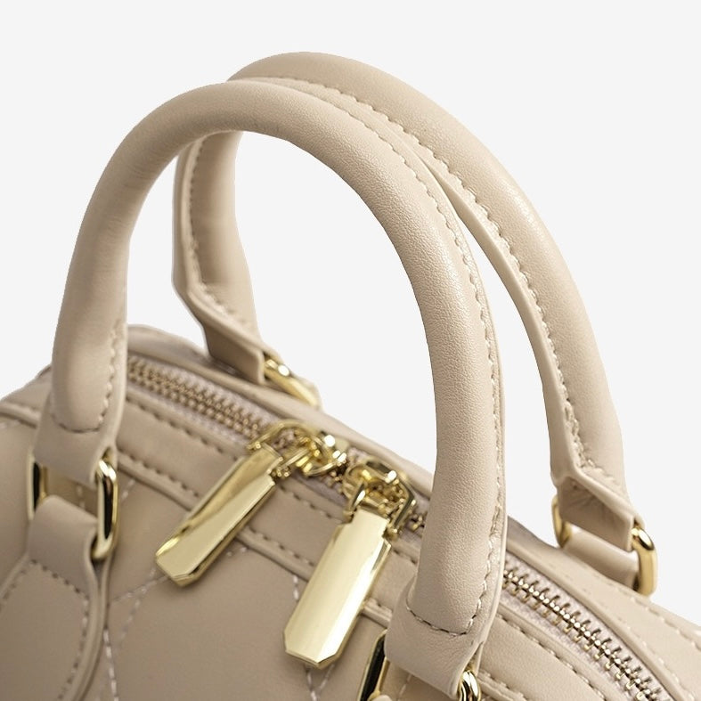 Quilted Genuine Leather Boston Clutch Bag for Elevating Elegance