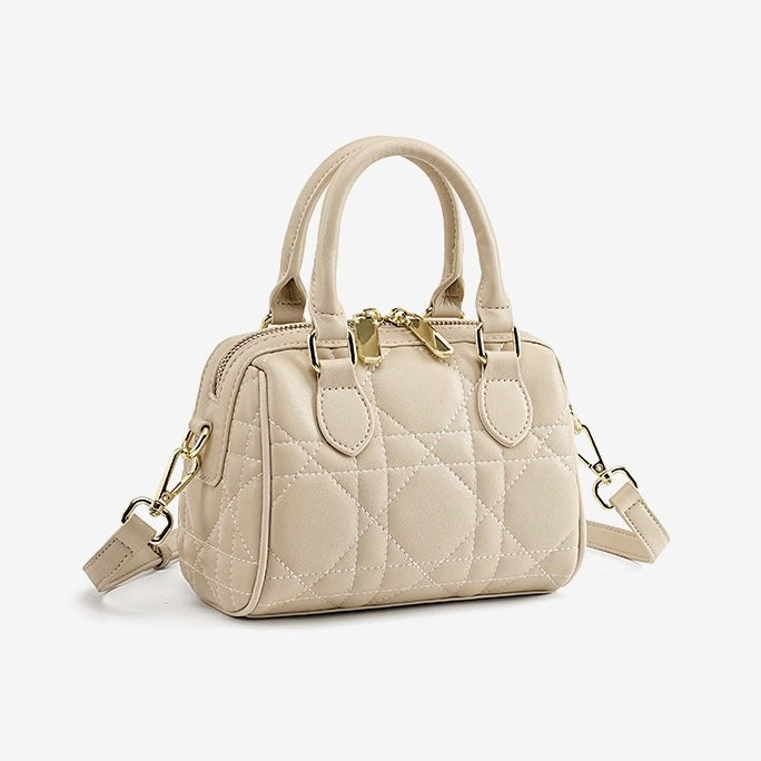 Quilted Genuine Leather Boston Clutch Bag for Elevating Elegance