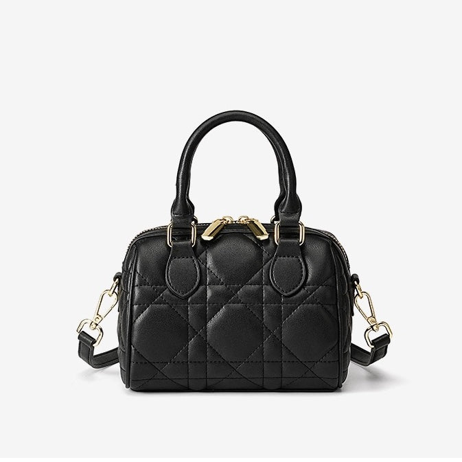 Quilted Genuine Leather Boston Clutch Bag for Elevating Elegance