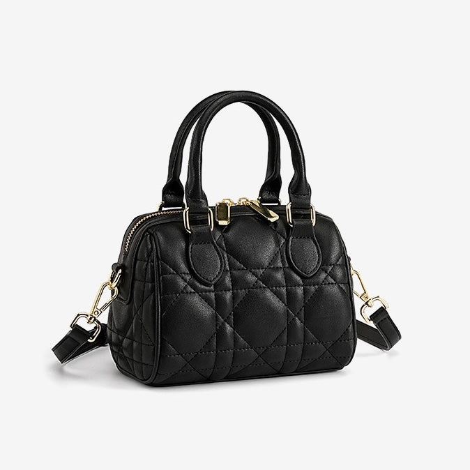 Quilted Genuine Leather Boston Clutch Bag for Elevating Elegance