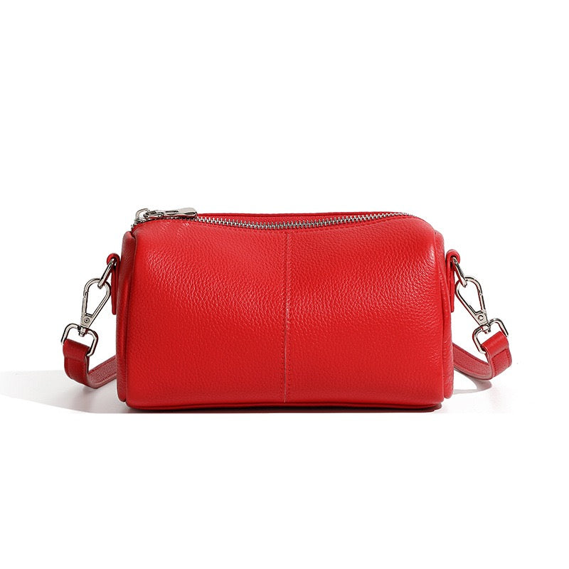 Top Grain Soft Cowhide Elegant Cylinder Clutch Bag