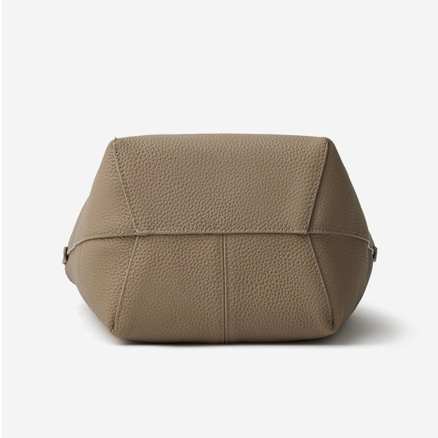 Elegant Pebbled Leather Bucket Bag with Mini Pouch