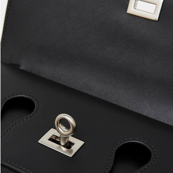 Chic Genuine Leather Designer Lock Clasp Shoulder Handbag