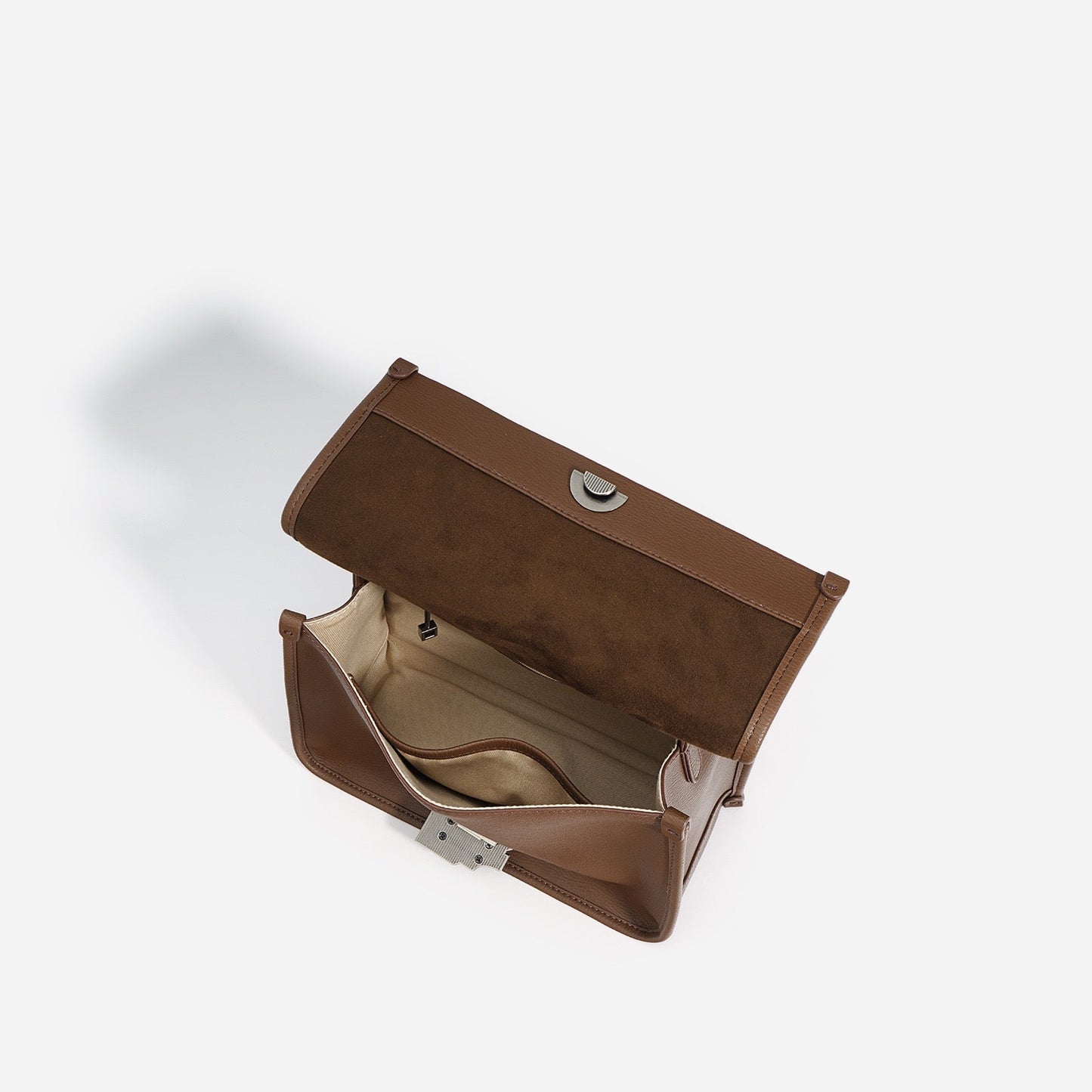 Elegant Genuine Leather Square Bag with Double Straps and Chain