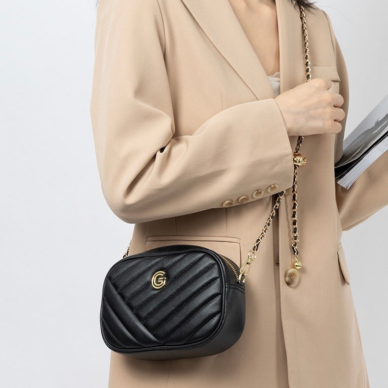 Elegant Genuine Leather Retro Round Bag