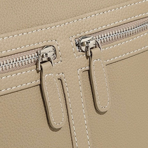 Top Grain Leather Luxury Bucket Bag with Dual-Zip and Removable Liner