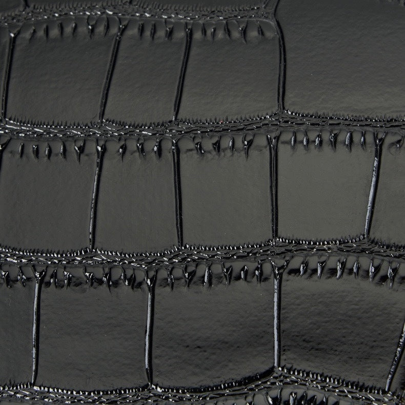 Croc Embossed Genuine Leather Top-Handle Handbag