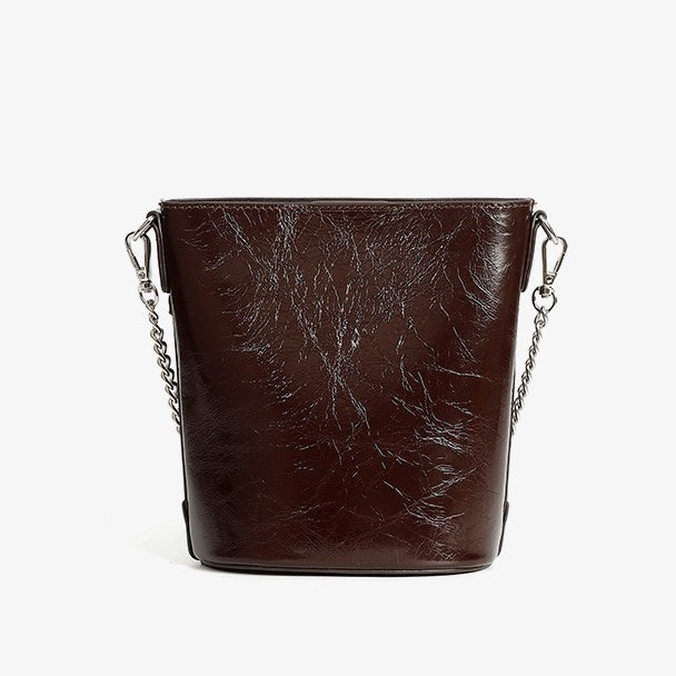Elegance Redefined: Women's Luxury Waxed Top Grain Leather Bucket Bag