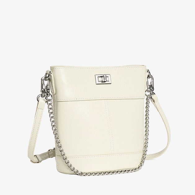 Elegance Redefined: Women's Luxury Waxed Top Grain Leather Bucket Bag