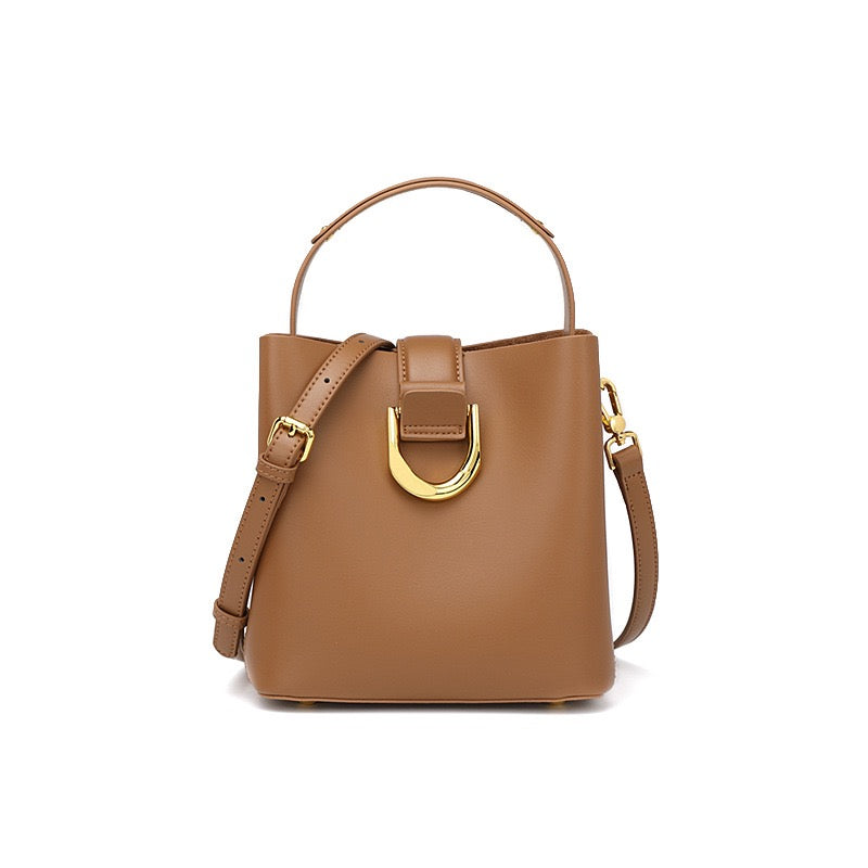 Genuine Leather Bucket Shoulder Bag – Elegant Daily Companion