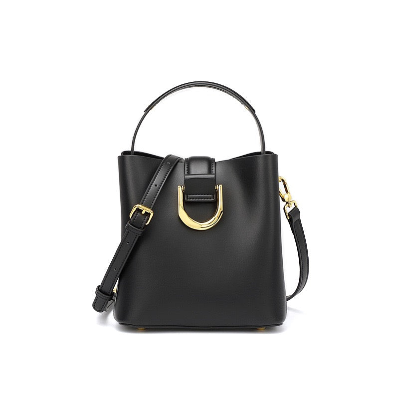 Genuine Leather Bucket Shoulder Bag – Elegant Daily Companion