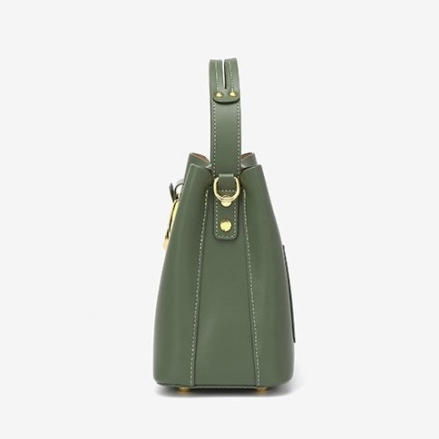 Genuine Leather Bucket Shoulder Bag – Elegant Daily Companion