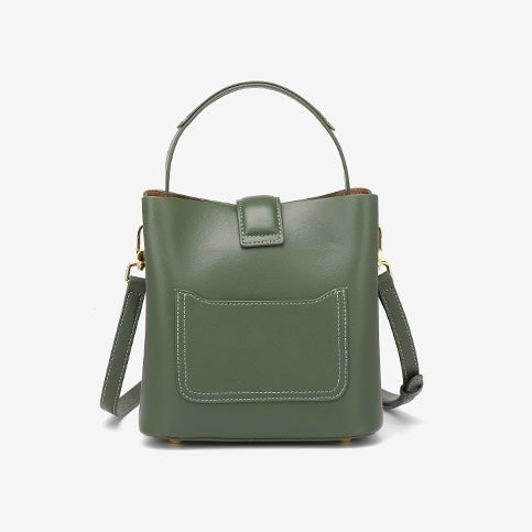 Genuine Leather Bucket Shoulder Bag – Elegant Daily Companion