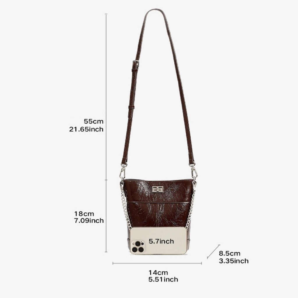 Elegance Redefined: Women's Luxury Waxed Top Grain Leather Bucket Bag