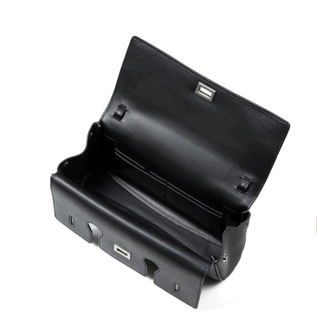 Chic Genuine Leather Designer Lock Clasp Shoulder Handbag