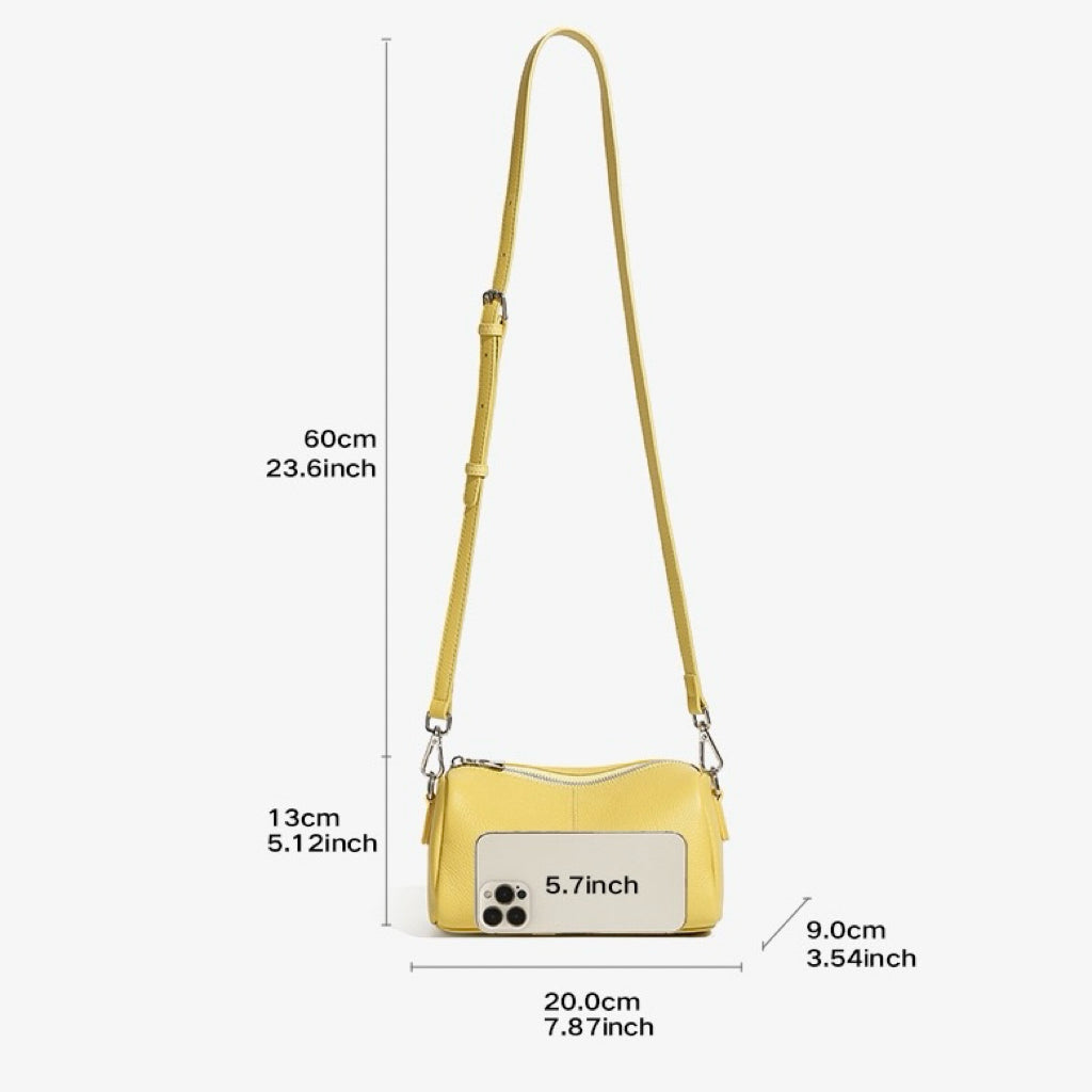 Top Grain Soft Cowhide Elegant Cylinder Clutch Bag