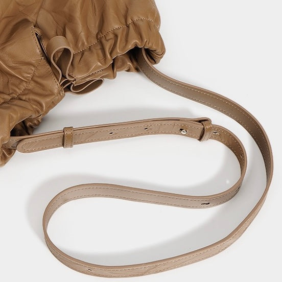 Chic Genuine Leather Drawstring Crossbody Bag