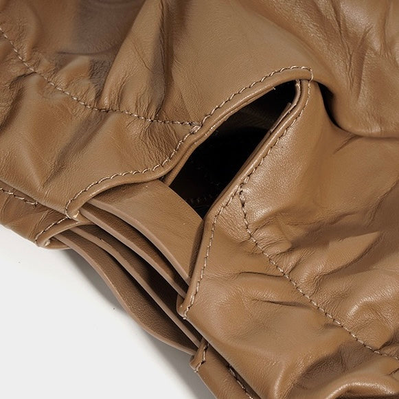 Chic Genuine Leather Drawstring Crossbody Bag